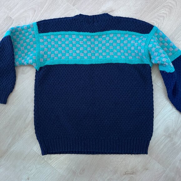 Vintage PINGOUIN Paris Handmade Fisherman's Sweater L-XL - Navy - Picture 6 of 10